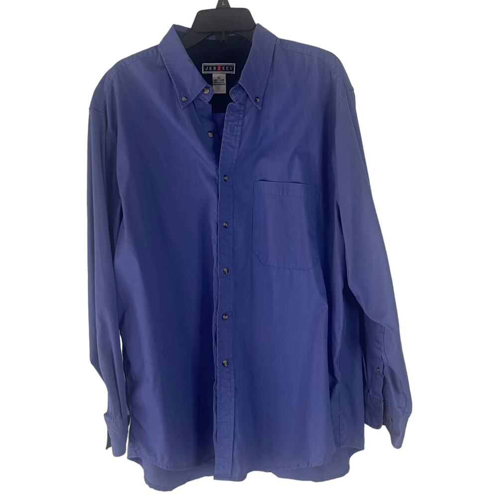 Jerzees Vintage 90s Men's Size XL Blue Long Sleeve Button Up